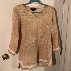 Vineyard Vines linen tunic - beige and white